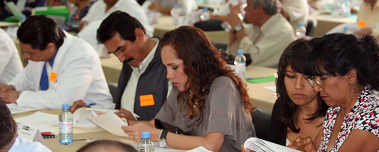 Grupo de personas revsiando documentación