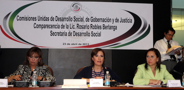 Compareciencia de Rosario Robles ante las Comisiones Unidas de Desarrollo Social, Gobernación y Justicia de la Cámara de Senadores